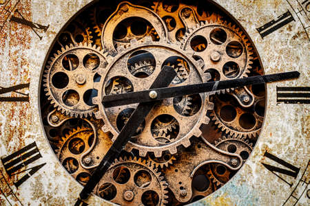 Close up of vintage watch mechanism gearsの写真素材