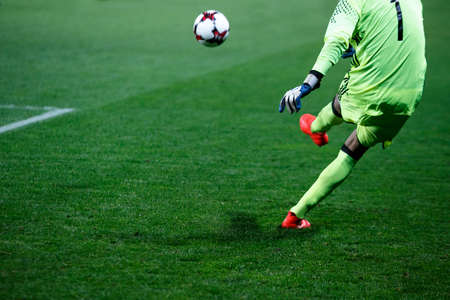 goalkeeper knocks the ballの写真素材