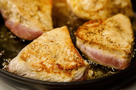 Turkey fillet fried in a panの写真素材