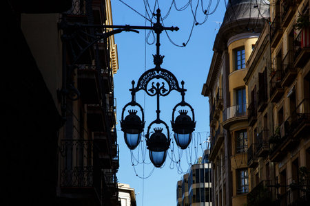 Vintage street lantern in Barcelona, Spain.
