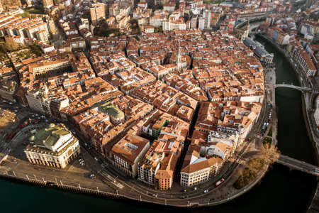 Bilbao old town, aerial drone view.の写真素材