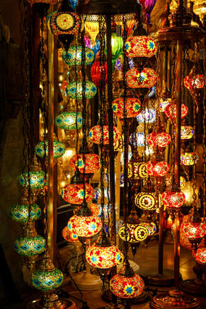 The set of traditional vintage Turkish lamps. Arabic lanterns backgroundの写真素材