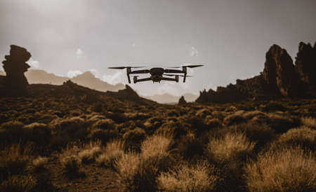 A drone flying over nature and making beautiful pictures and videos.の写真素材
