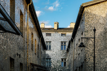 Mirror courtyard in Lodz, Polandの写真素材