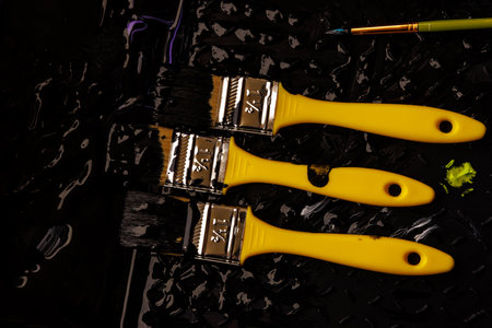 Brushes in the painting tray