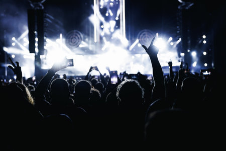 A lot of hands, crowd on concertの写真素材