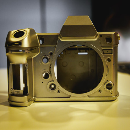 Steel body of a modern camera.の写真素材