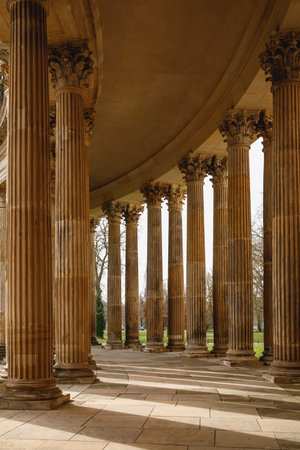 Classic ancient colonnade, the row of columns.の写真素材