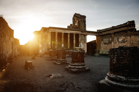 Ruins of ancient city of Pompeii, which was destroyed by volcano, Mount Vesuvius