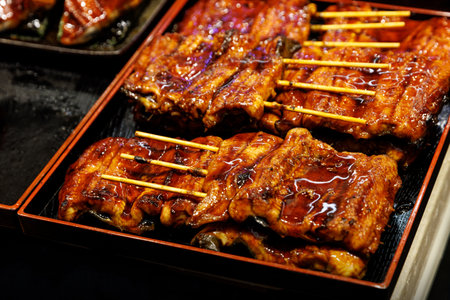 Savory grilled skewers beautifully glazed with a truly mouthwatering sauce, perfect for all food...