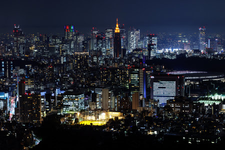 Tokyo Night Cityscape The Illuminated Skyline of a Vibrant and Lively Metropolis.の写真素材