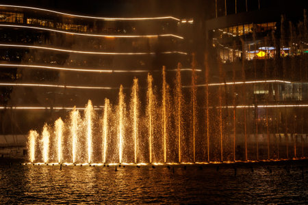 Light and music water fountain showの写真素材