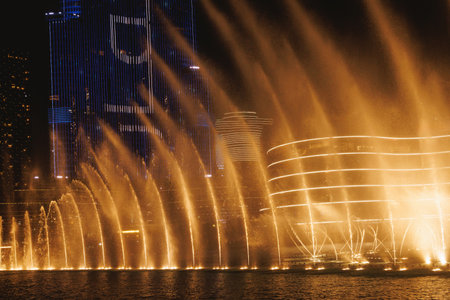 Dubai fountains light and music show.の写真素材