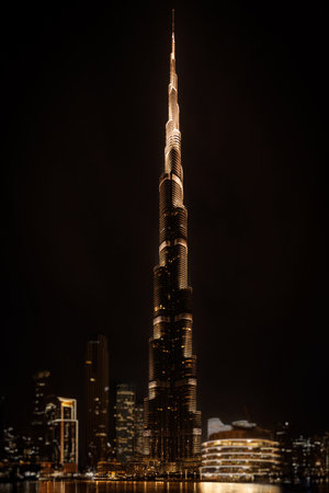 Burj Khalifa skyscraper in the night