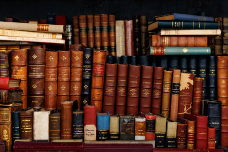 The image showcases a vast assortment of books, arranged in a visually striking mannerの写真素材