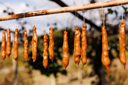 Churchkhela is a traditional Georgian candy.の写真素材