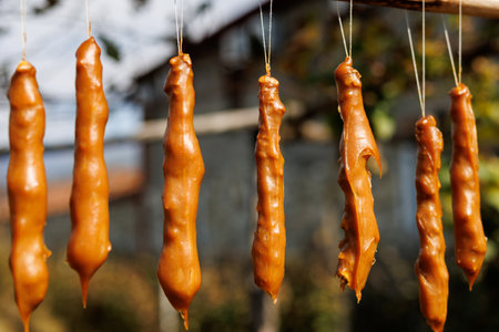 Churchkhela is a traditional Georgian candle-shaped candy.の写真素材