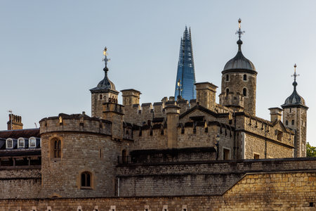 Tower of London with The Shard in Backgroundの写真素材