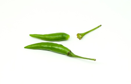Thai green chili on white background  の写真素材