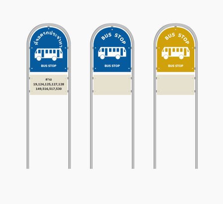 thai bus stop labelのイラスト素材
