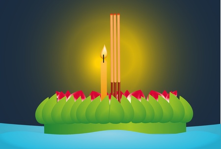 big krathong, loi krathong festival, thailandのイラスト素材