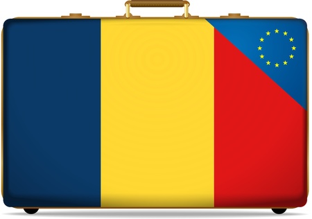 romania flag on luggageの写真素材
