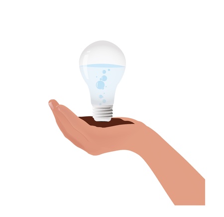 water in lamp on hand conceptのイラスト素材