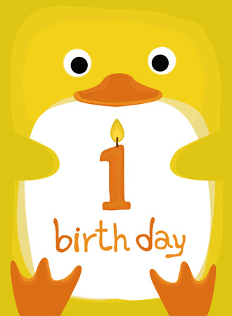 animal birthday collection, little ducklingのイラスト素材