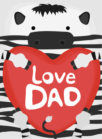 animal love collection, little zebra love dadのイラスト素材