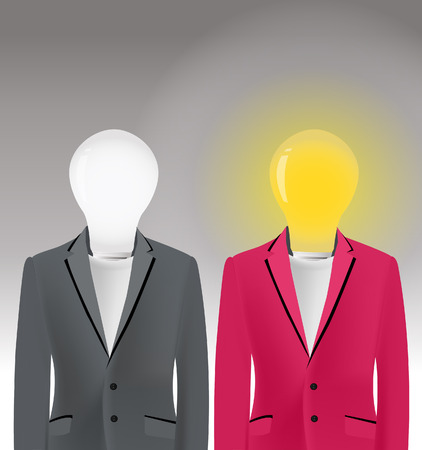Light bulb person wearing business suit, vectorのイラスト素材