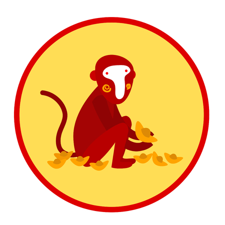 Red monkey, Chinese new year 2016 zodiacのイラスト素材