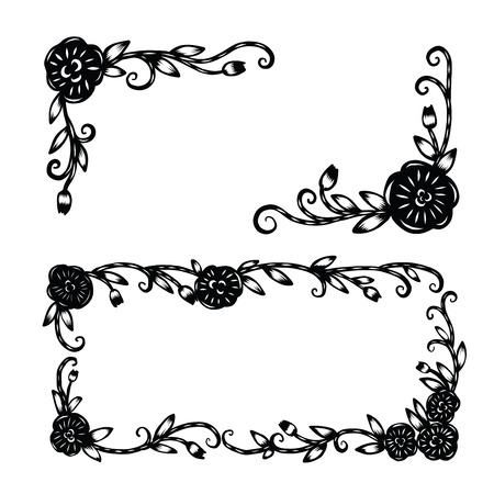 Chinese paper cutting, Flower paper cutting, isolated illustrationのイラスト素材