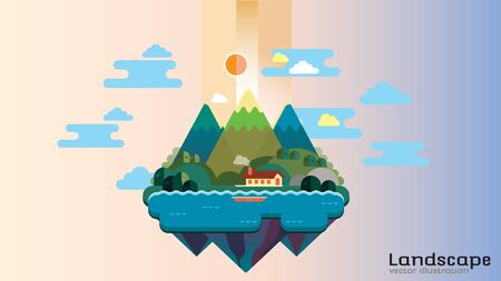 Floating island on a blue sky.のイラスト素材