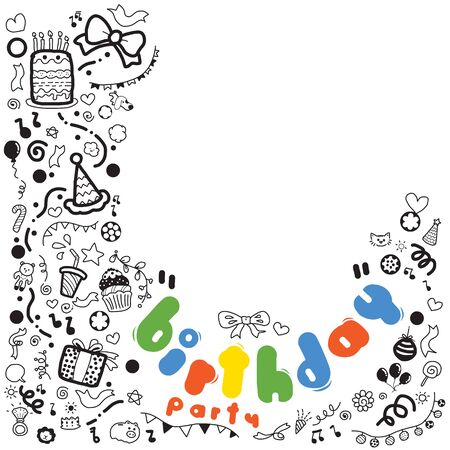 Birthday party doodleのイラスト素材