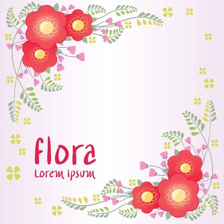 Floral Frame with red rose and green leavesのイラスト素材