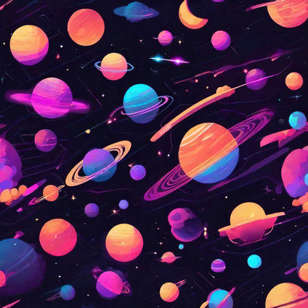 Abstract space background with planets, stars and nebula.  AI generatedの素材