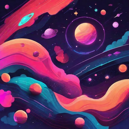 Space background with planets, stars and nebula.  AI generatedの素材