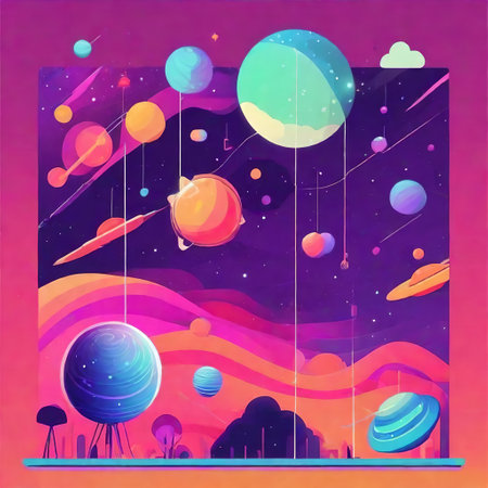 Space background with planets, stars, comets and galaxy.  AI generatedの素材