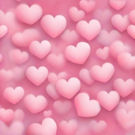 Valentine's day background with pink hearts. AI generated illustration.の素材