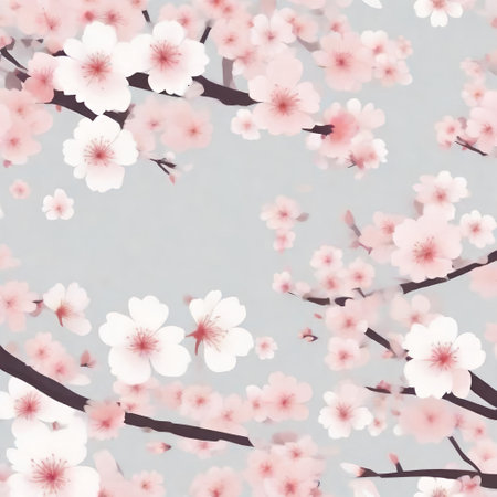 Cherry blossom sakura flowers background with copy space. AI generated illustrationの素材