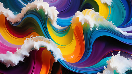 Abstract colorful wave background, 3d illustration.  AI generated.の素材