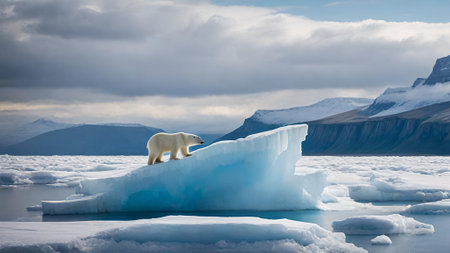 Polar bear  on the pack ice, AI generated.の素材