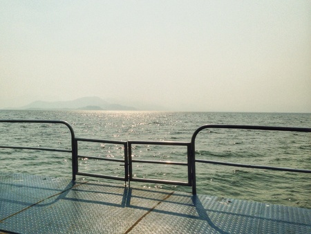 Ferry boat along Ping river at Bhumipol Damの素材
