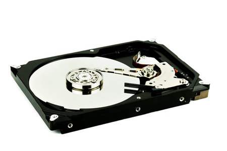 Hard disk drive on white background.
