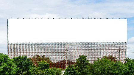 Blank billboard on the sideway in the park  for copy space, advertisement, text and object.