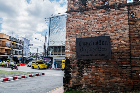 CHIANG MAI, THAILAND - OCTOBER 7: The Chang Puak Gate is one of four main gates to the old walled city of Chiang Mai, Thailandのeditorial素材