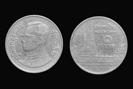 Thai coin one bath with macro formatの写真素材