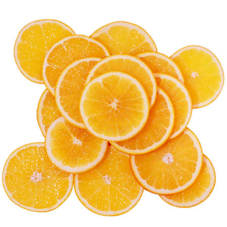 Orange slice background Overlap on white backgroundの写真素材