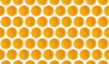 Orange slice pattern on white backgroundの写真素材