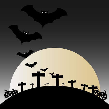 happy halloween background with bats and pumpkin vector illustrations.のイラスト素材